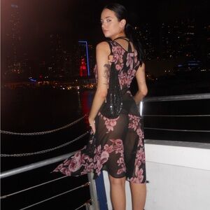 Vintage Mesh floral midi dress with beading